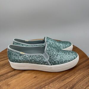 Keds X Kate Spade Shoes Womens Size 10 Triple Decker Platform Green Blue Glitter